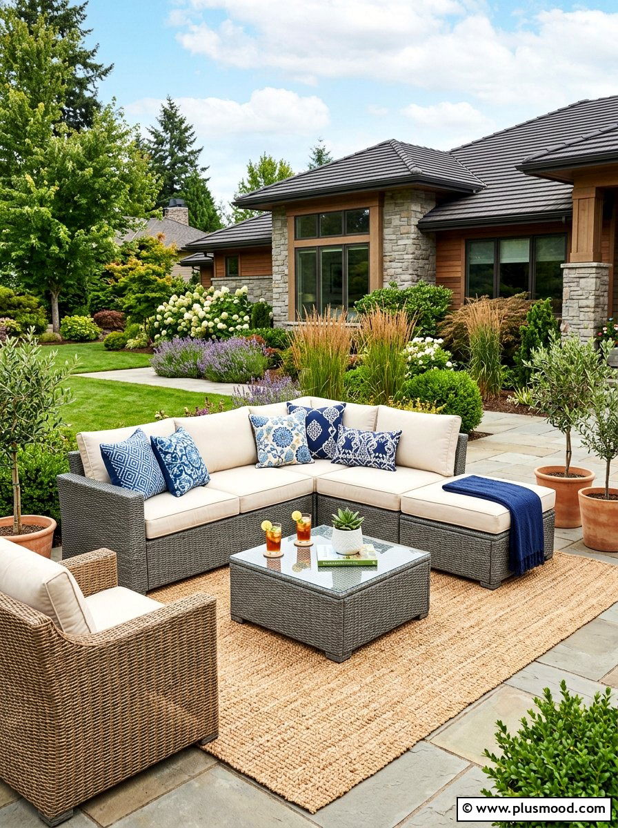Wicker Outdoor Sectional - 25 summer front porch seating ideas