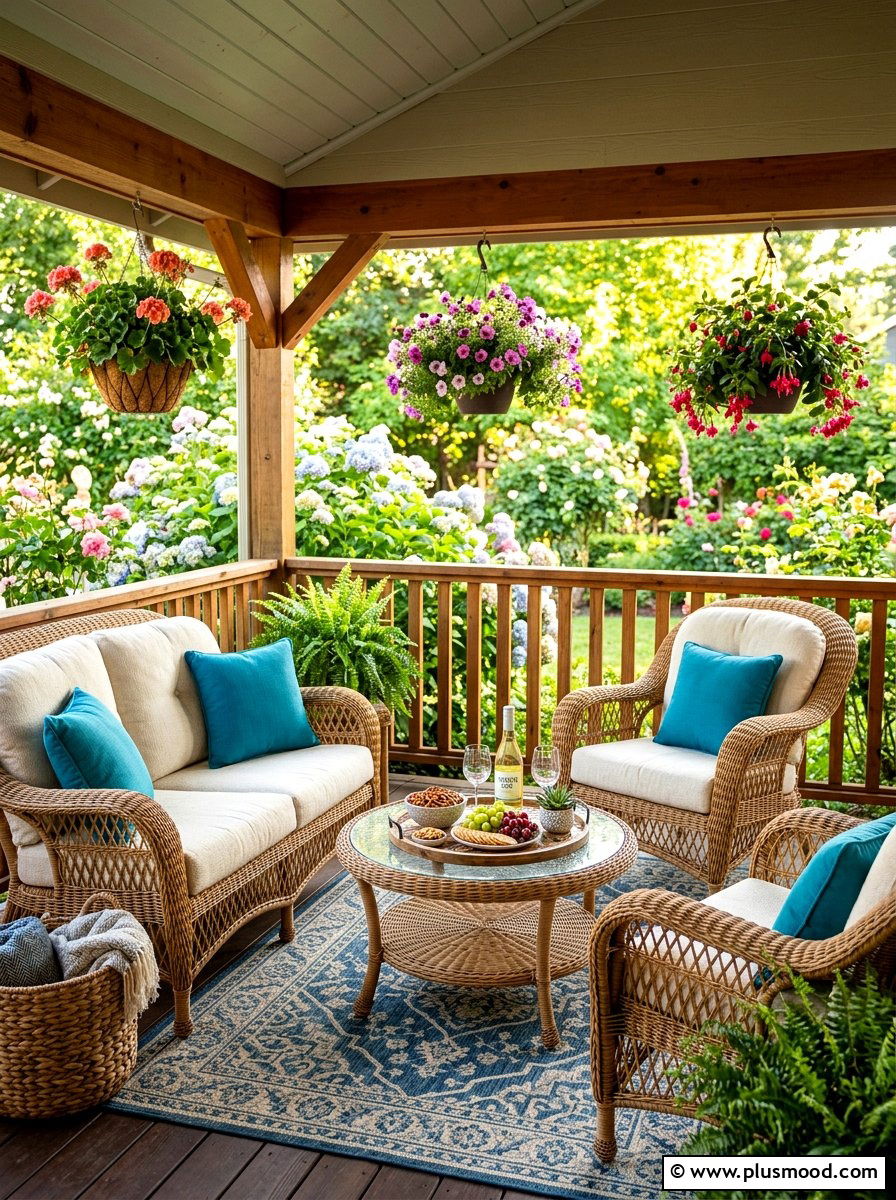 Wicker Patio Set - 25 beautiful summer porch ideas