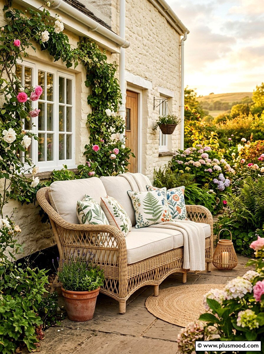 Wicker Patio Settee - 25 late summer porch decor ideas
