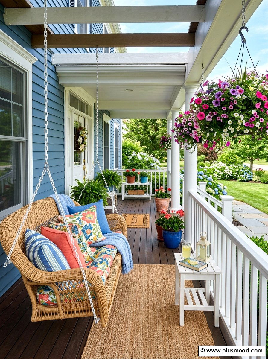 Wicker Porch Swing - 25 summer decor ideas with wicker