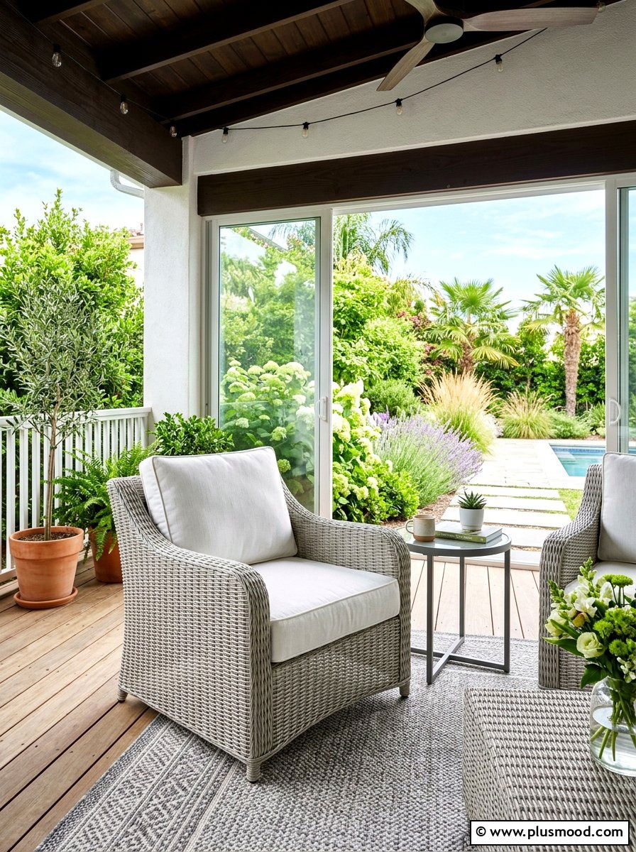 Wicker Seating Porch - 25 summer porch ideas for small spaces