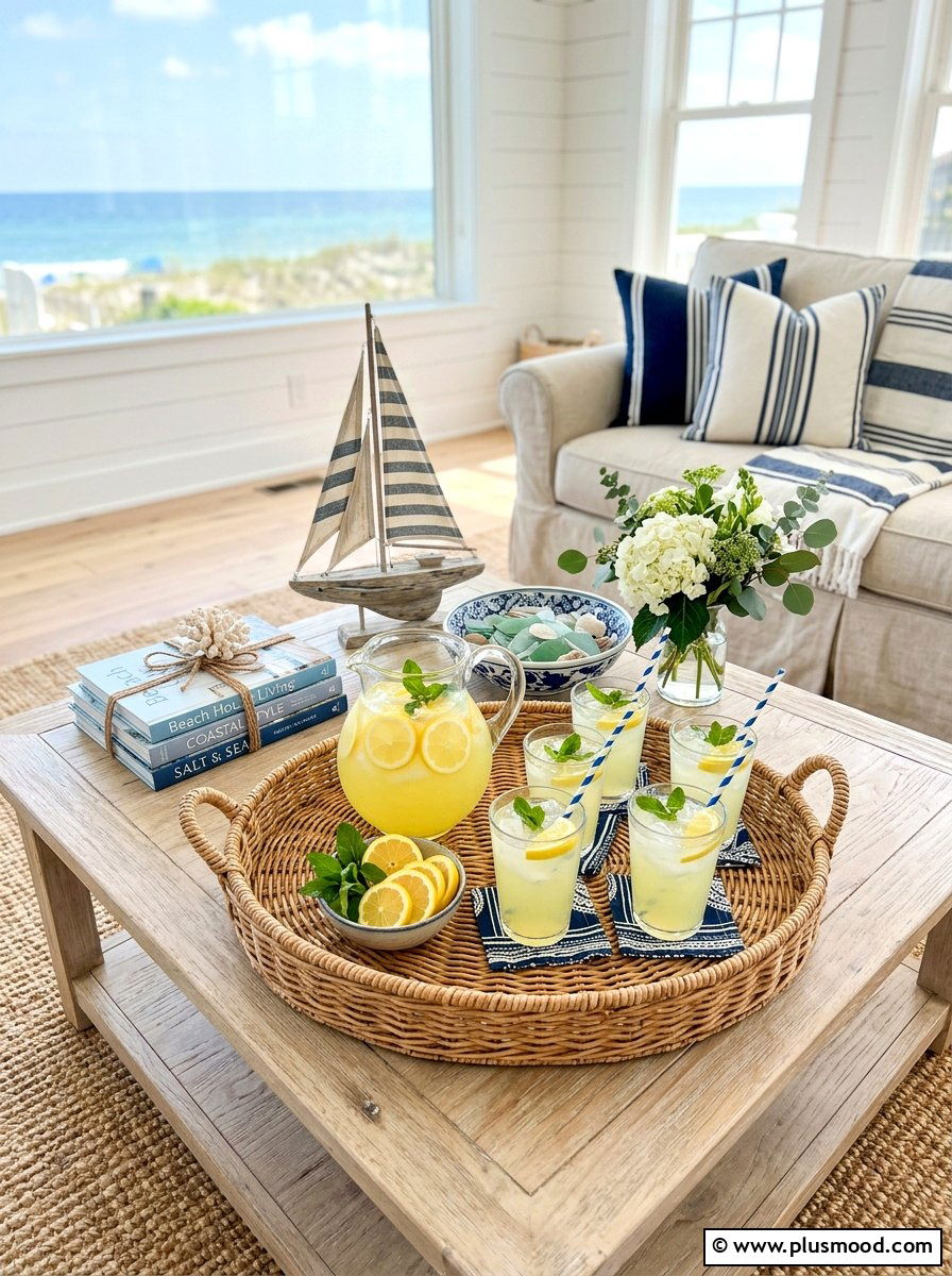 Wicker Serving Tray - 25 summer decor ideas with wicker