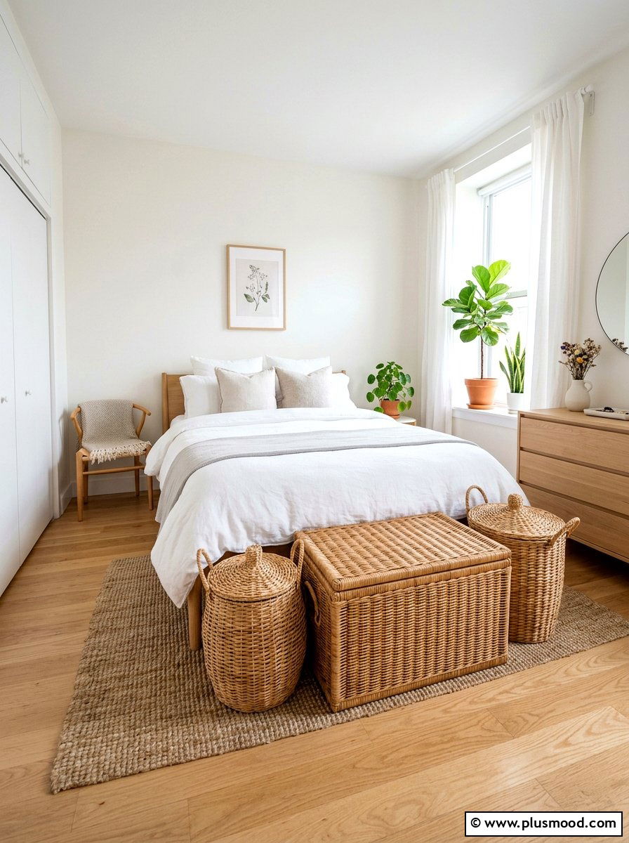 Wicker Storage Baskets - 25 summer bedroom ideas on a budget