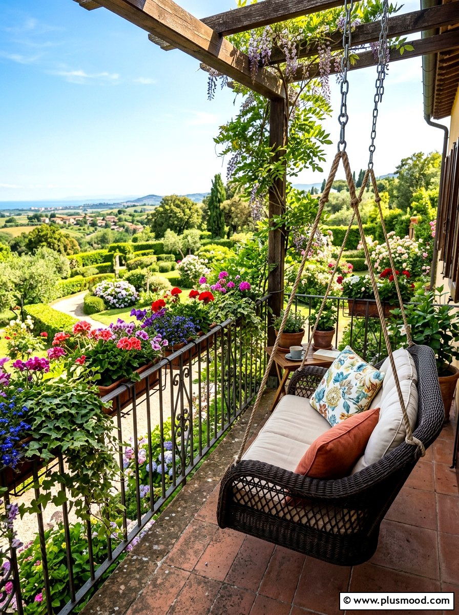 Wicker balcony swing - 25 summer balcony swing chair ideas