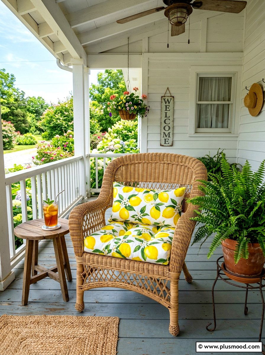 Wicker chair seating - 25 summer porch corner decor ideas