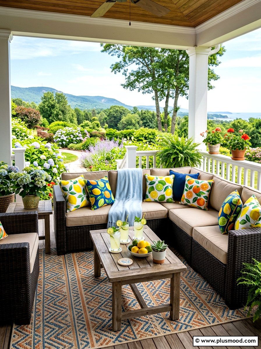 Wicker furniture porch lounge - 25 summer elegant front porch ideas