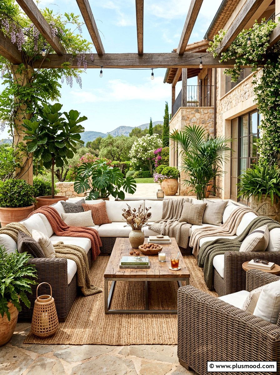 Wicker lounge furniture - 25 late summer patio ideas