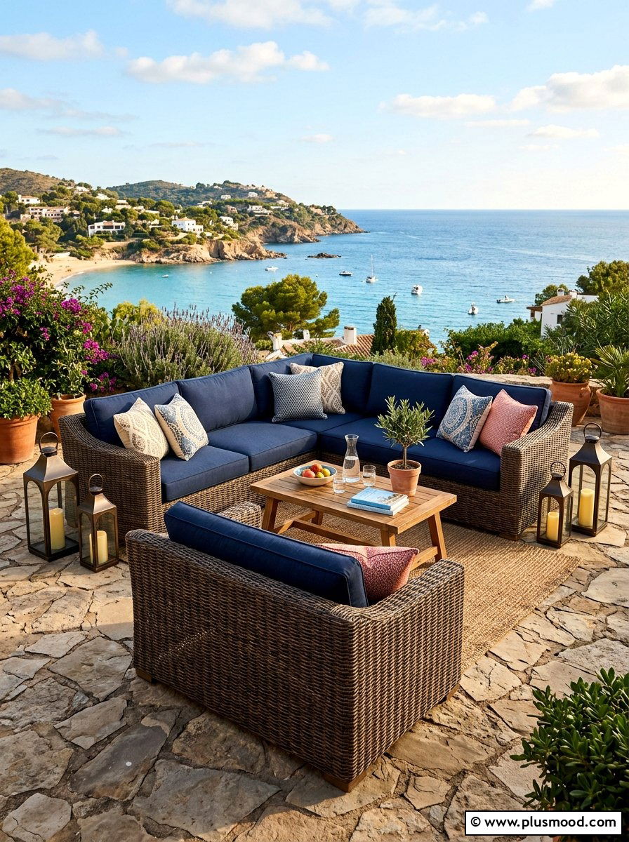 Wicker outdoor furniture - 25 summer nautical decor ideas