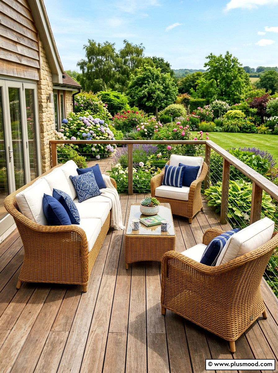 Wicker patio furniture - 25 cozy summer patio ideas