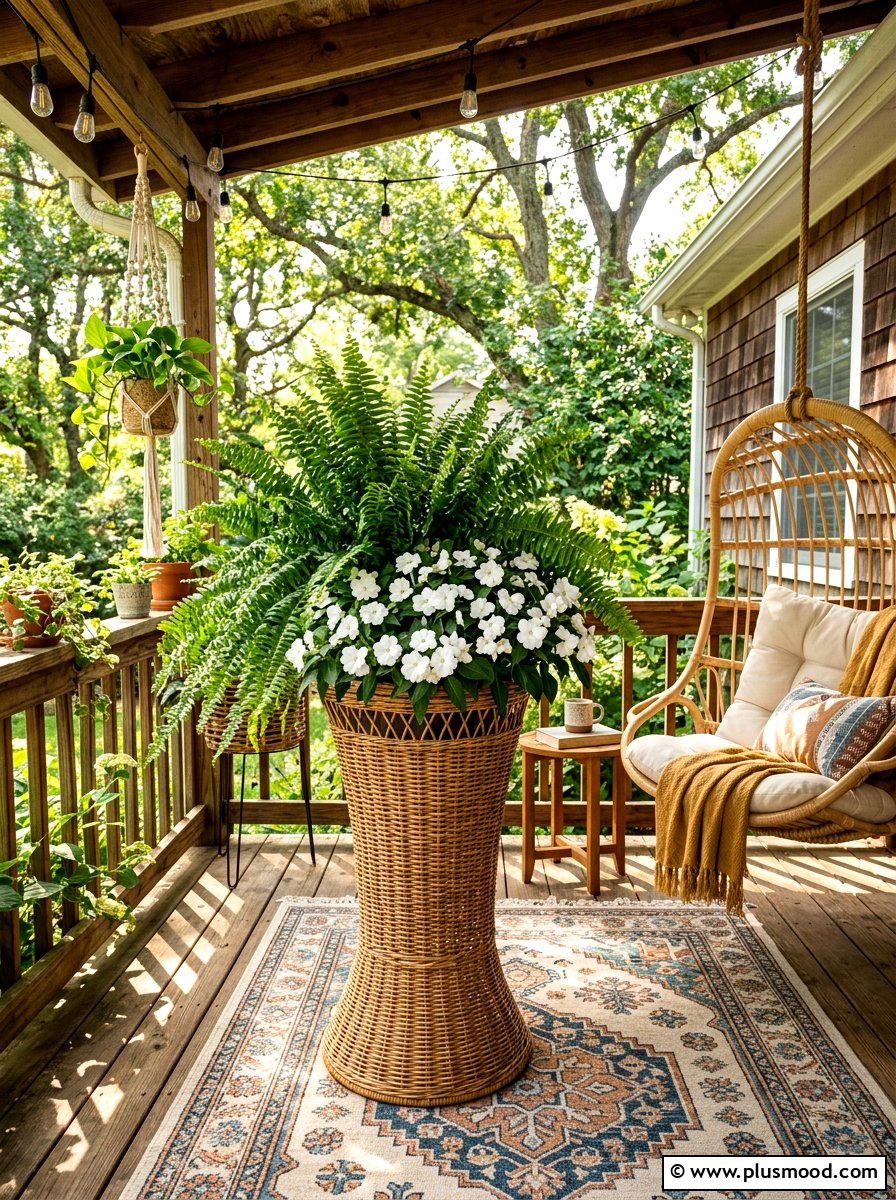 Wicker tall outdoor planter - 25 summer tall planter ideas