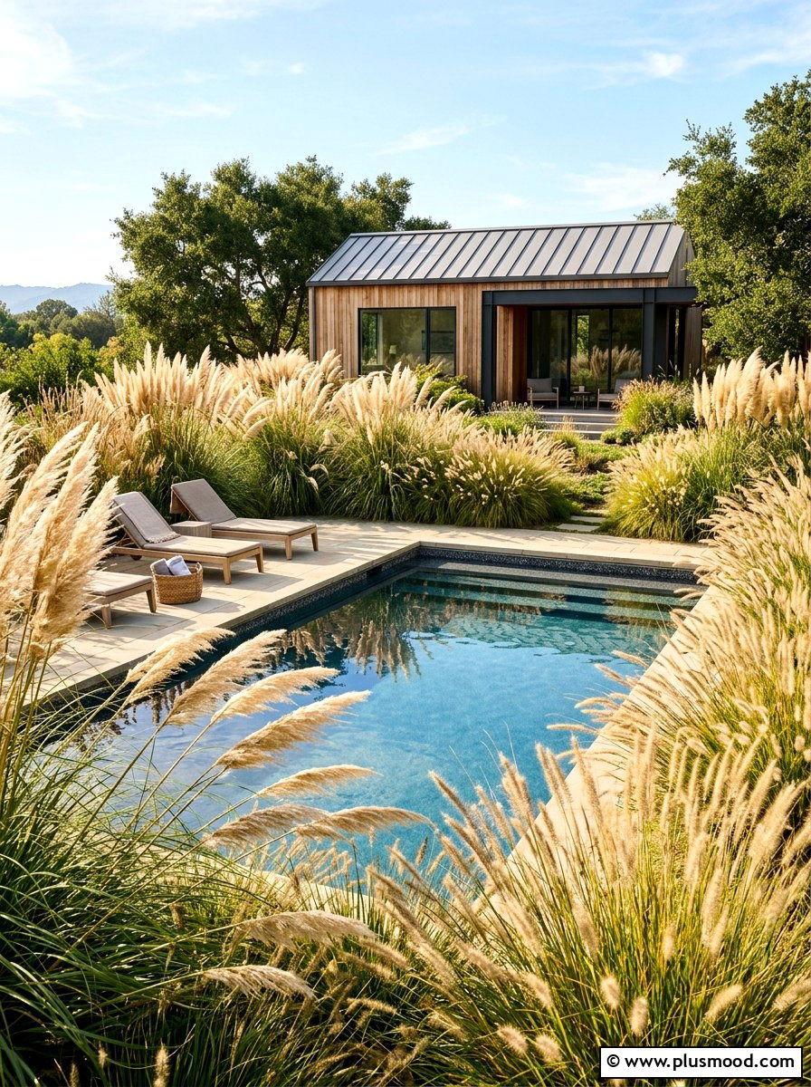 Wild grass pool landscape - 25 pool landscaping ideas for cottagecore theme