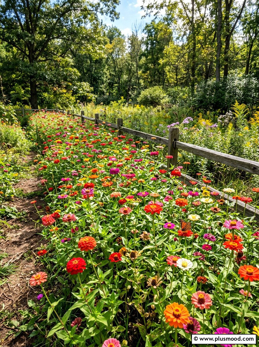 Wild zinnia garden patch - 25 summer zinnia garden ideas