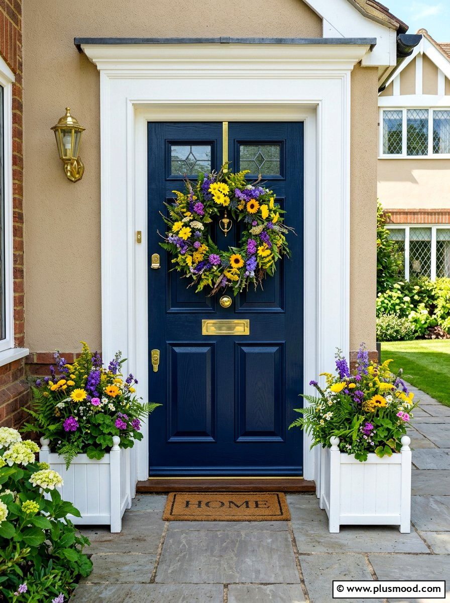 Wildflower Door Wreath - 25 late summer front porch ideas