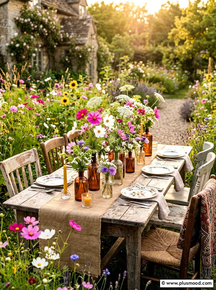Wildflower Garden Table - 25 summer floral table decor ideas