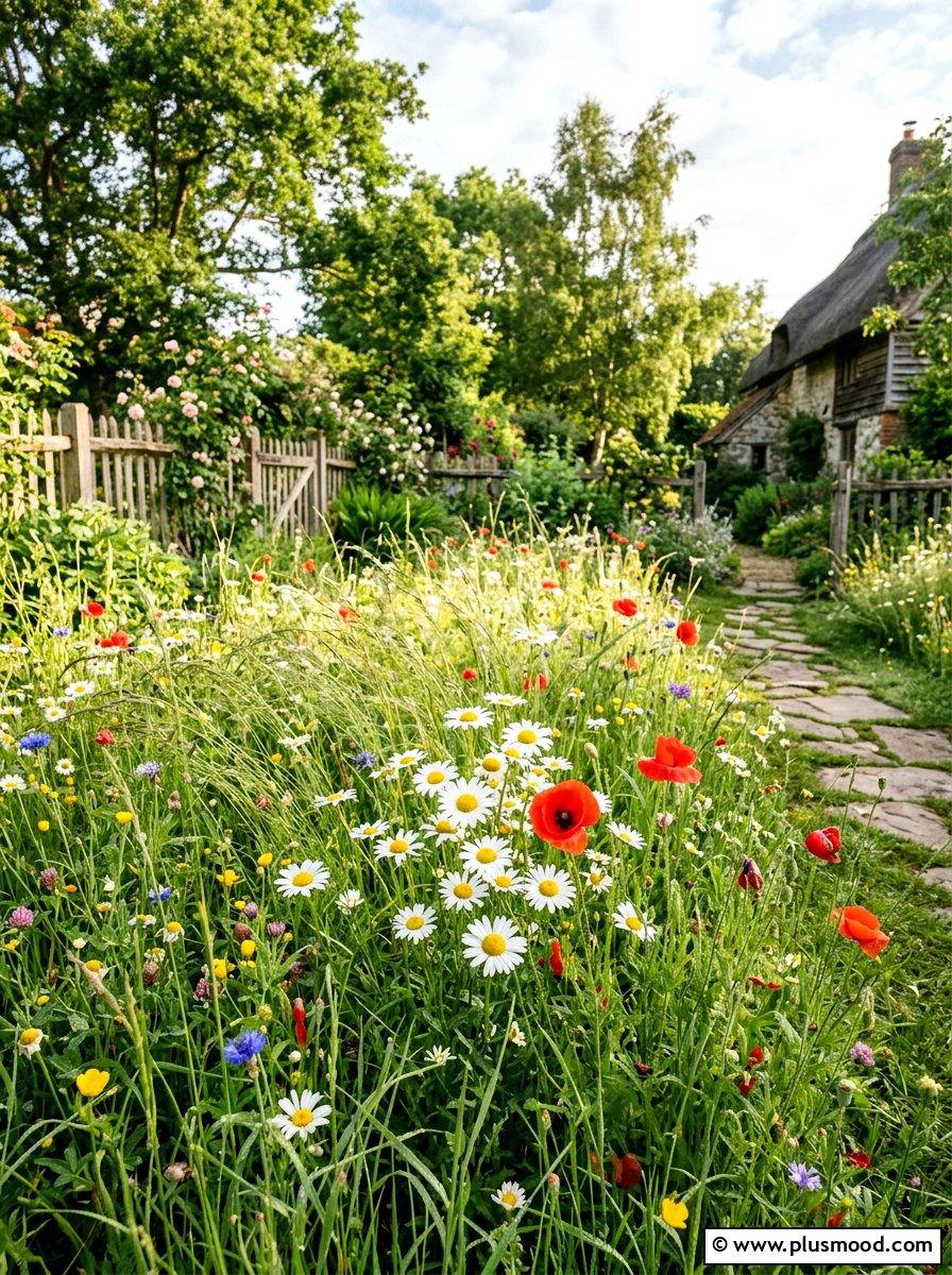 Wildflower Grass Patch - 25 small backyard ideas with grass