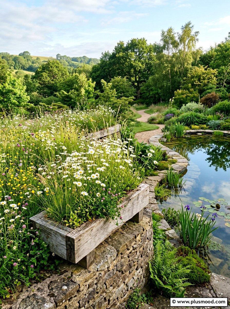Wildflower Meadow Bed - 25 pool landscaping ideas with raised garden beds