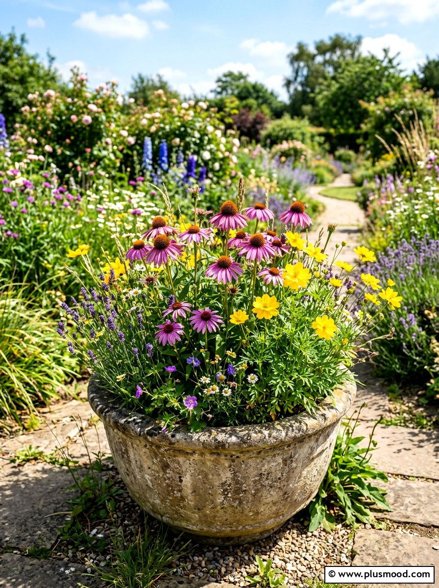 Wildflower Meadow Container - 25 summer large planter ideas