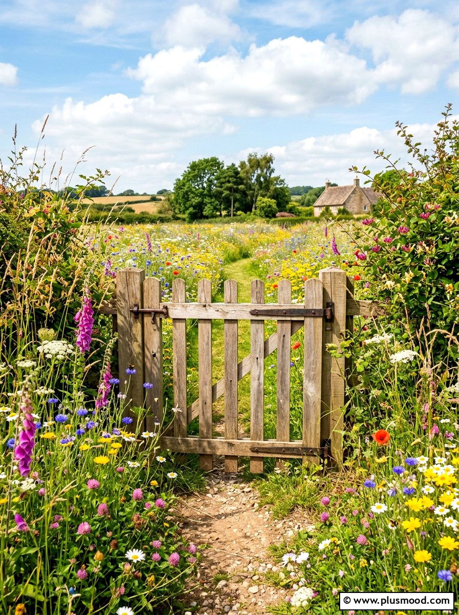 Wildflower Meadow Garden Gate - 25 summer garden gate front yard ideas