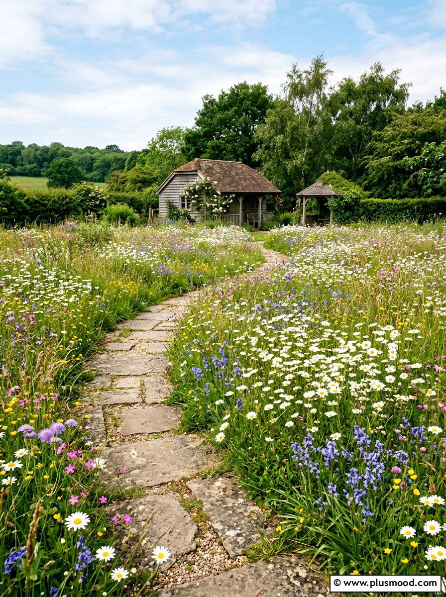 Wildflower Meadow Path - 25 summer native plant landscaping ideas