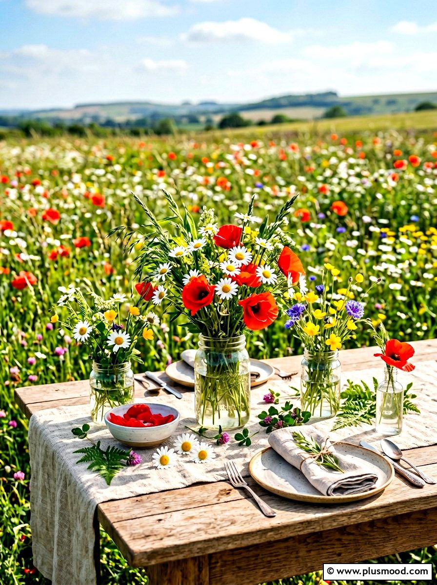 Wildflower Meadow Table Styling - 25 summer buffet table decor ideas