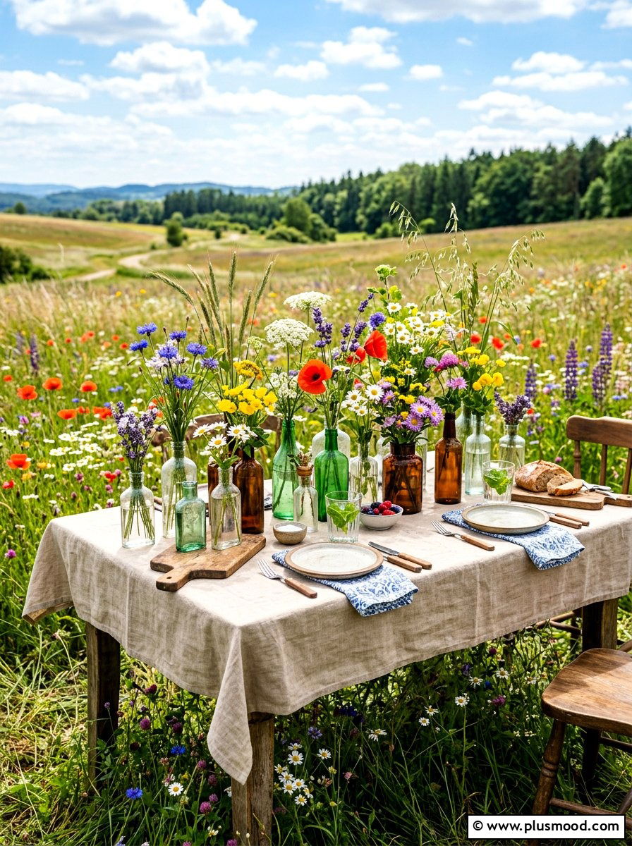 Wildflower Outdoor Table - 25 summer tablescape ideas for outdoor dining