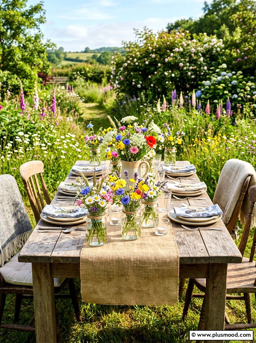 Wildflower Outdoor Table - 25 summer outdoor table decor ideas