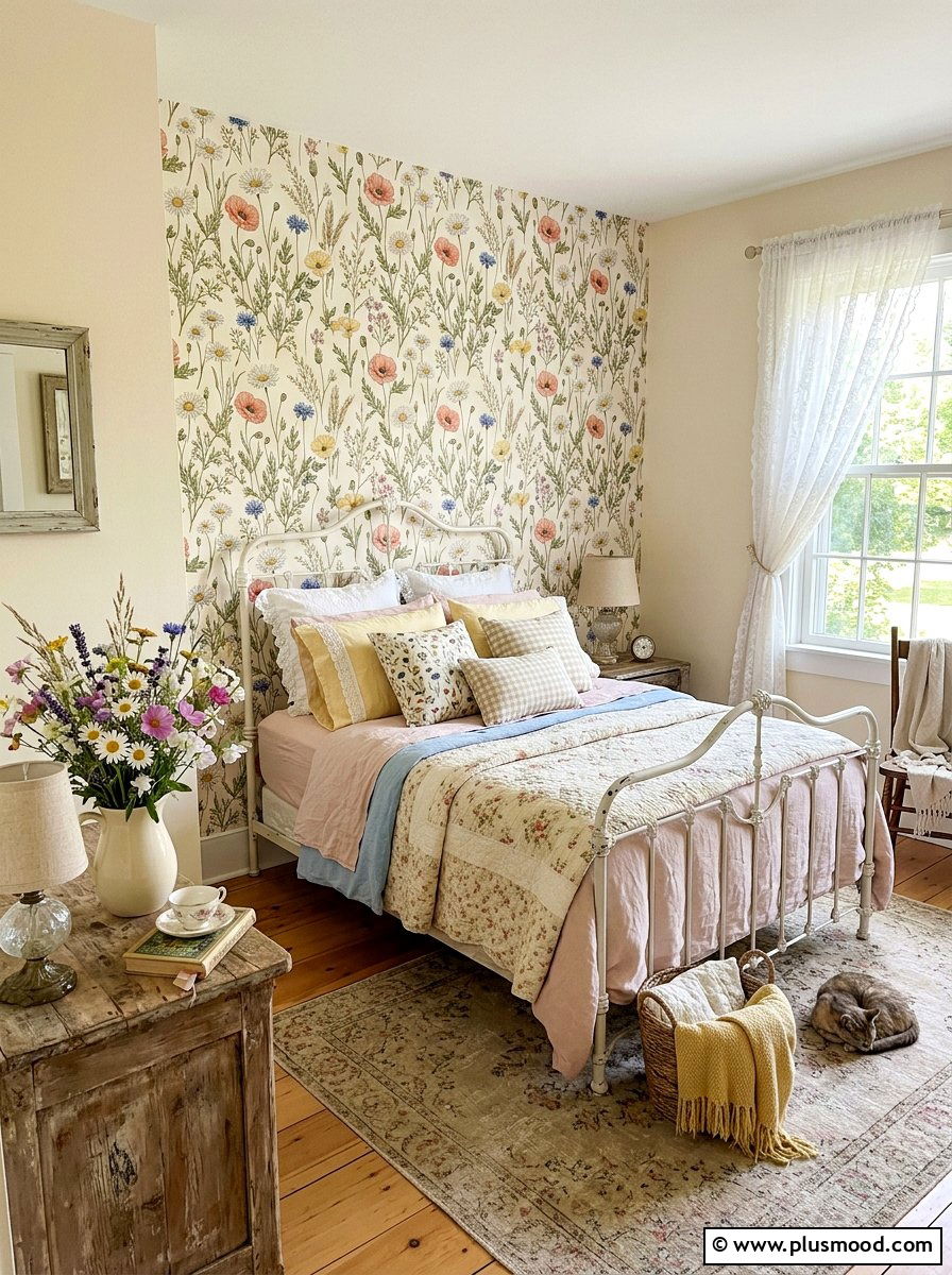 Wildflower Print Bedroom Decor - 25 summer botanical bedroom ideas
