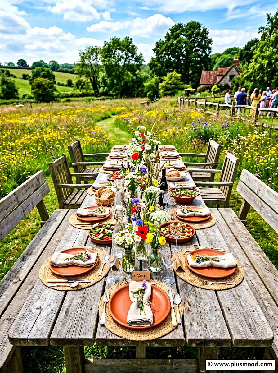 Wildflower Table Setting - 25 summer boho outdoor party ideas