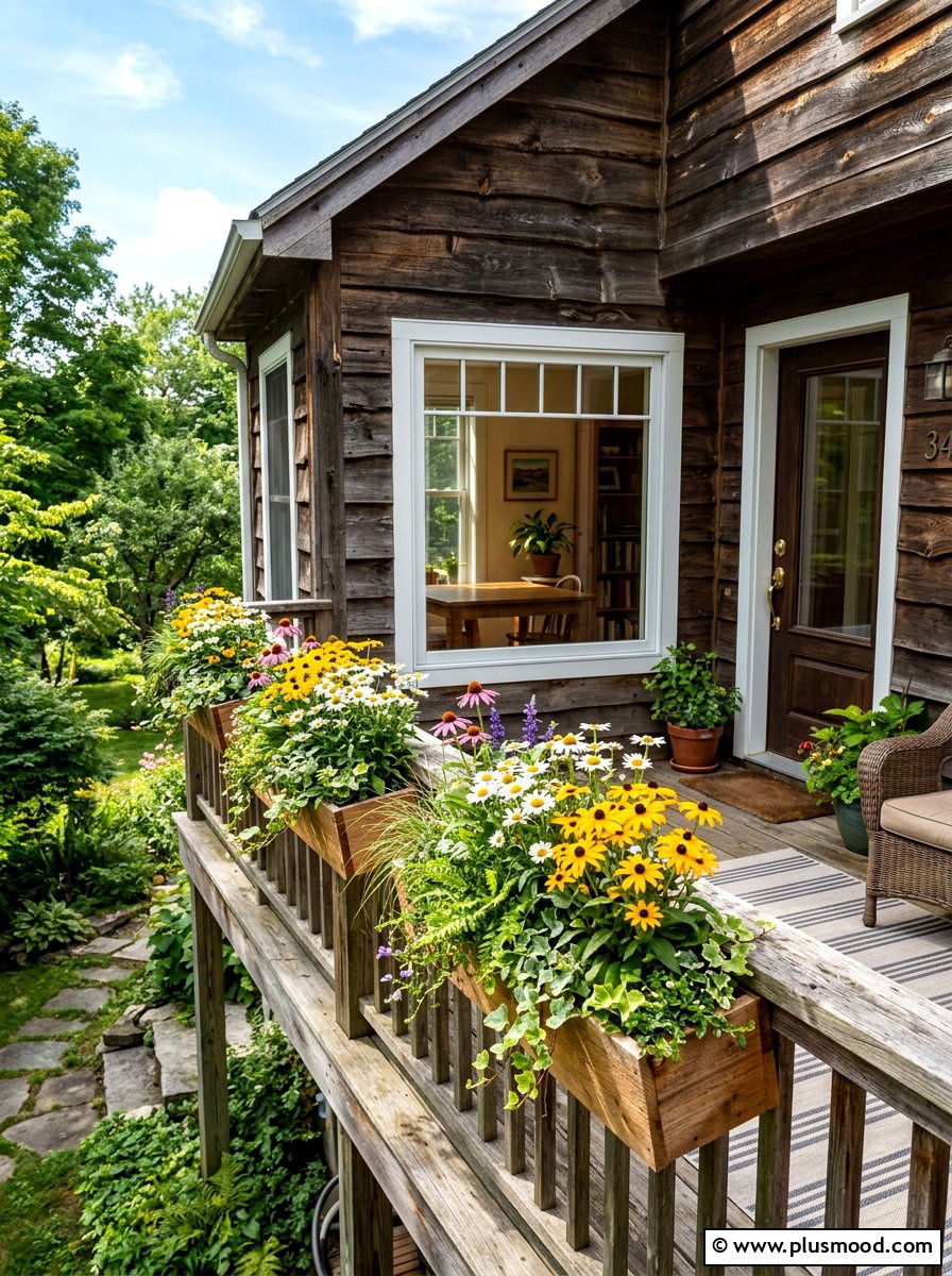 Wildflower Window Box - 25 summer rustic front porch ideas