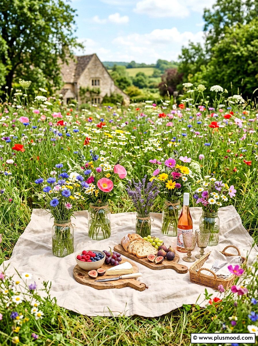 Wildflower garden picnic aesthetic - 25 summer backyard picnic ideas