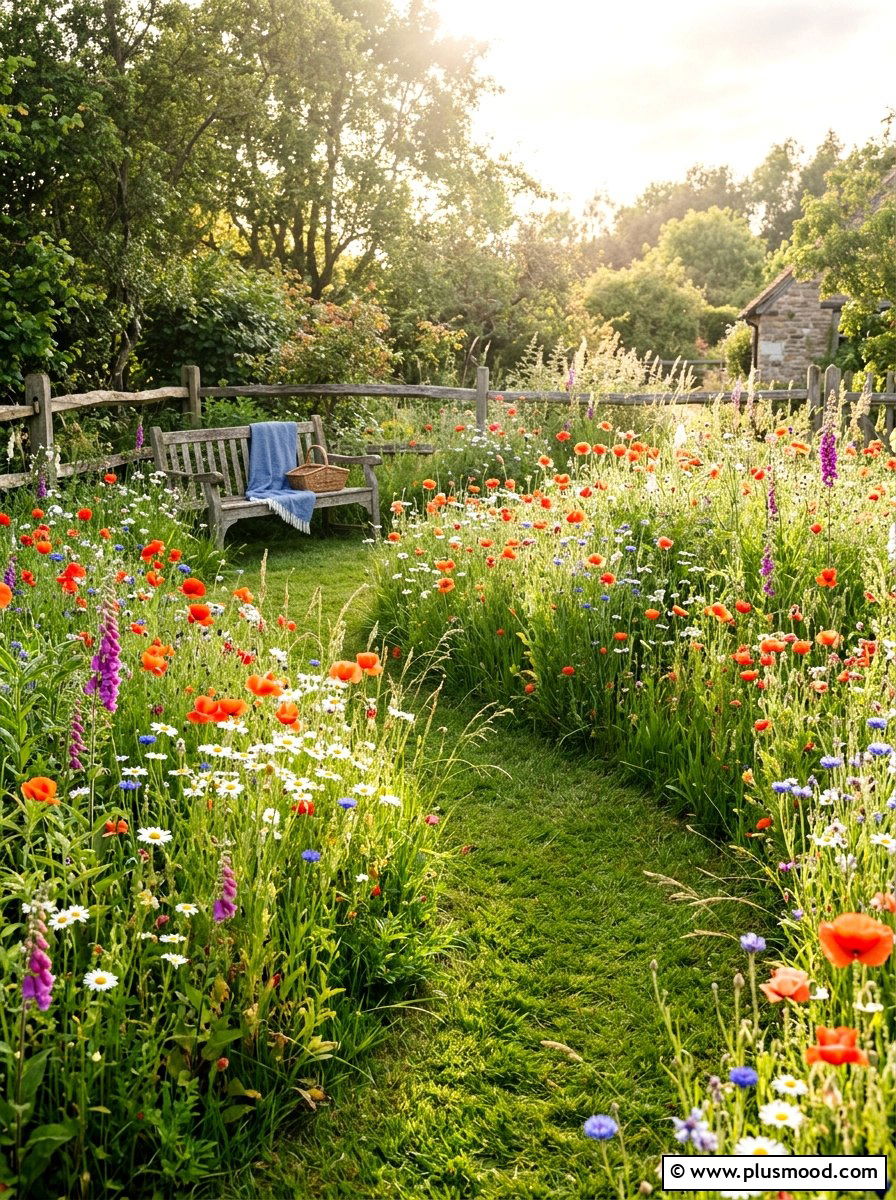 Wildflower meadow backyard corner - 25 cozy summer backyard ideas