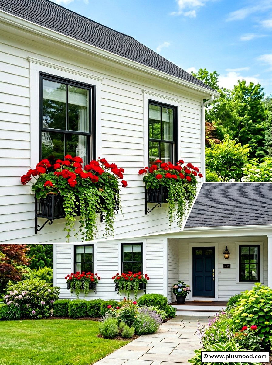 Window Box Flowers - 25 summer entryway curb appeal ideas