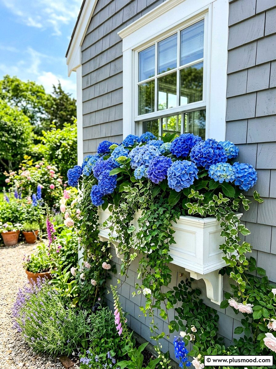 Window Box Hydrangea - 25 late summer hydrangea decor ideas