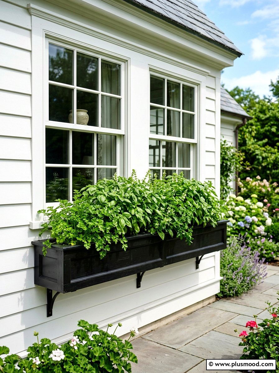 Window Box Planter - 25 small backyard ideas with herb garden