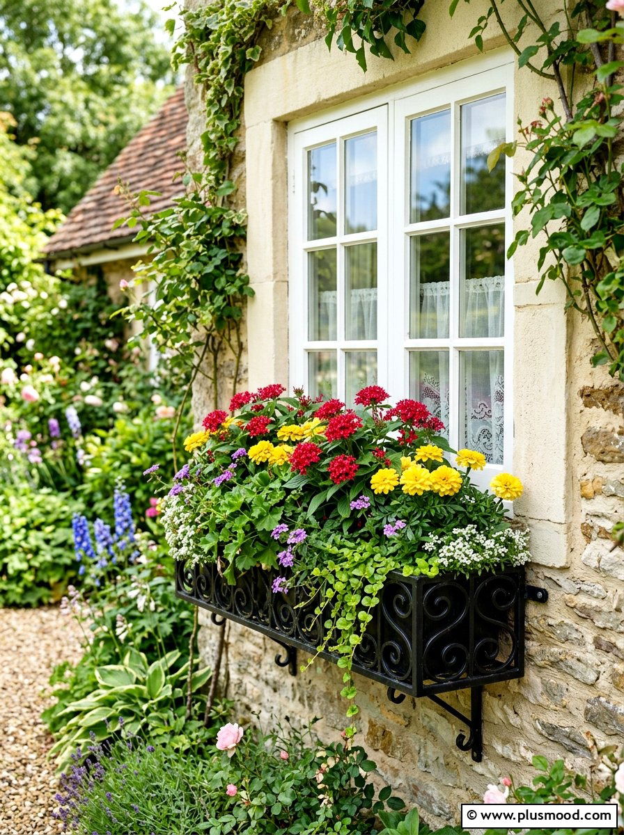 Window Box Pollinator Garden - 25 small backyard ideas with butterfly garden