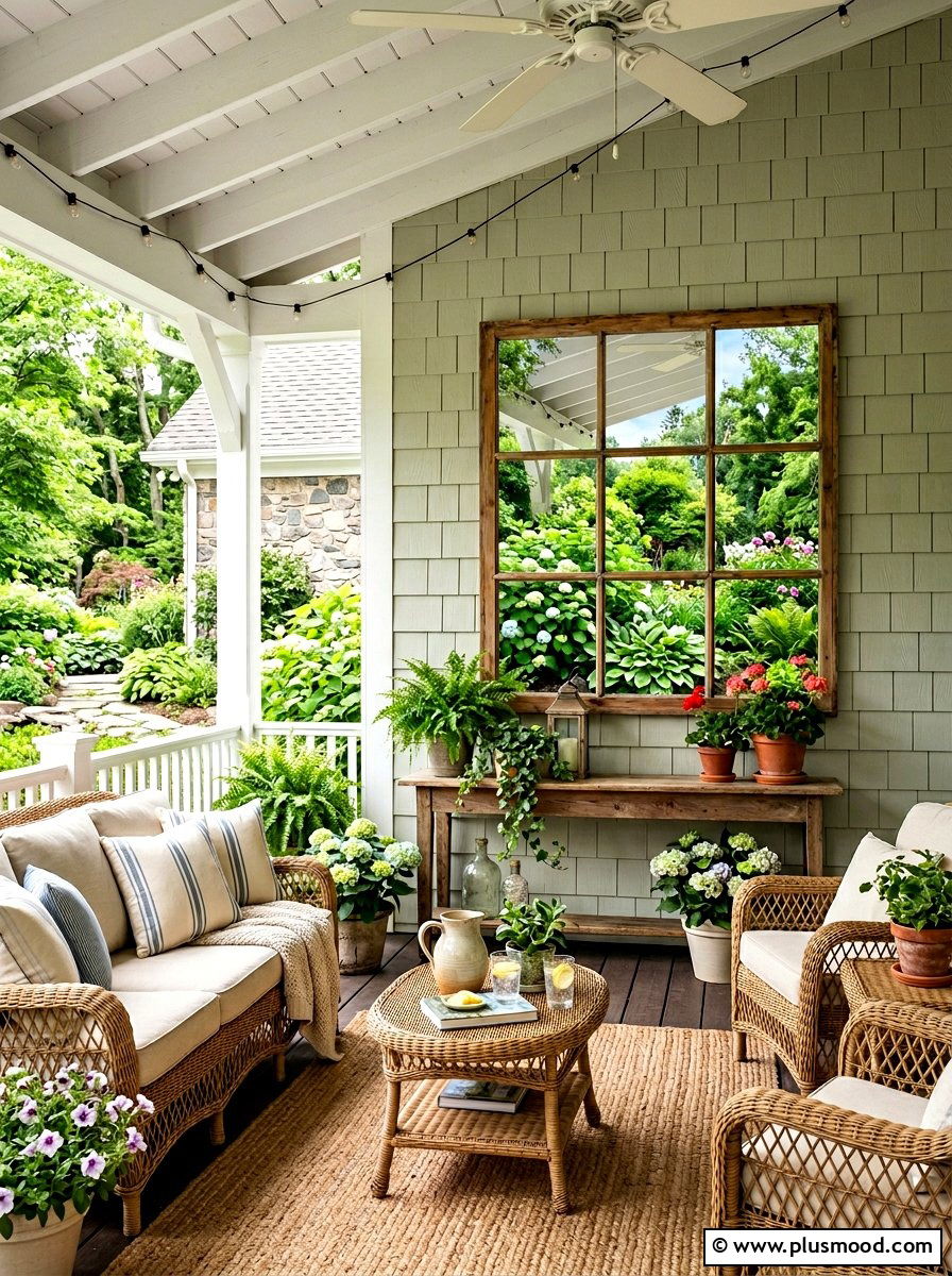 Window Pane Mirror Porch - 25 summer wall decor ideas