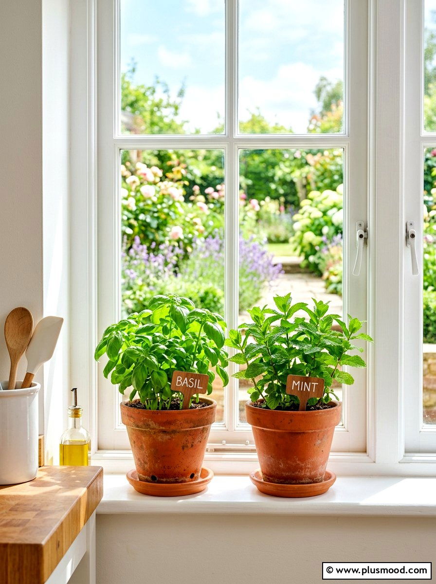 Window Sill Herb Garden - 25 summer kitchen organization ideas