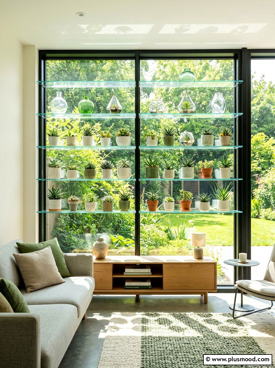 Window glass shelves - 25 summer window decor ideas for living room