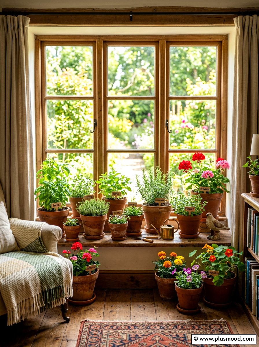 Window sill garden - 25 summer window decor ideas for living room
