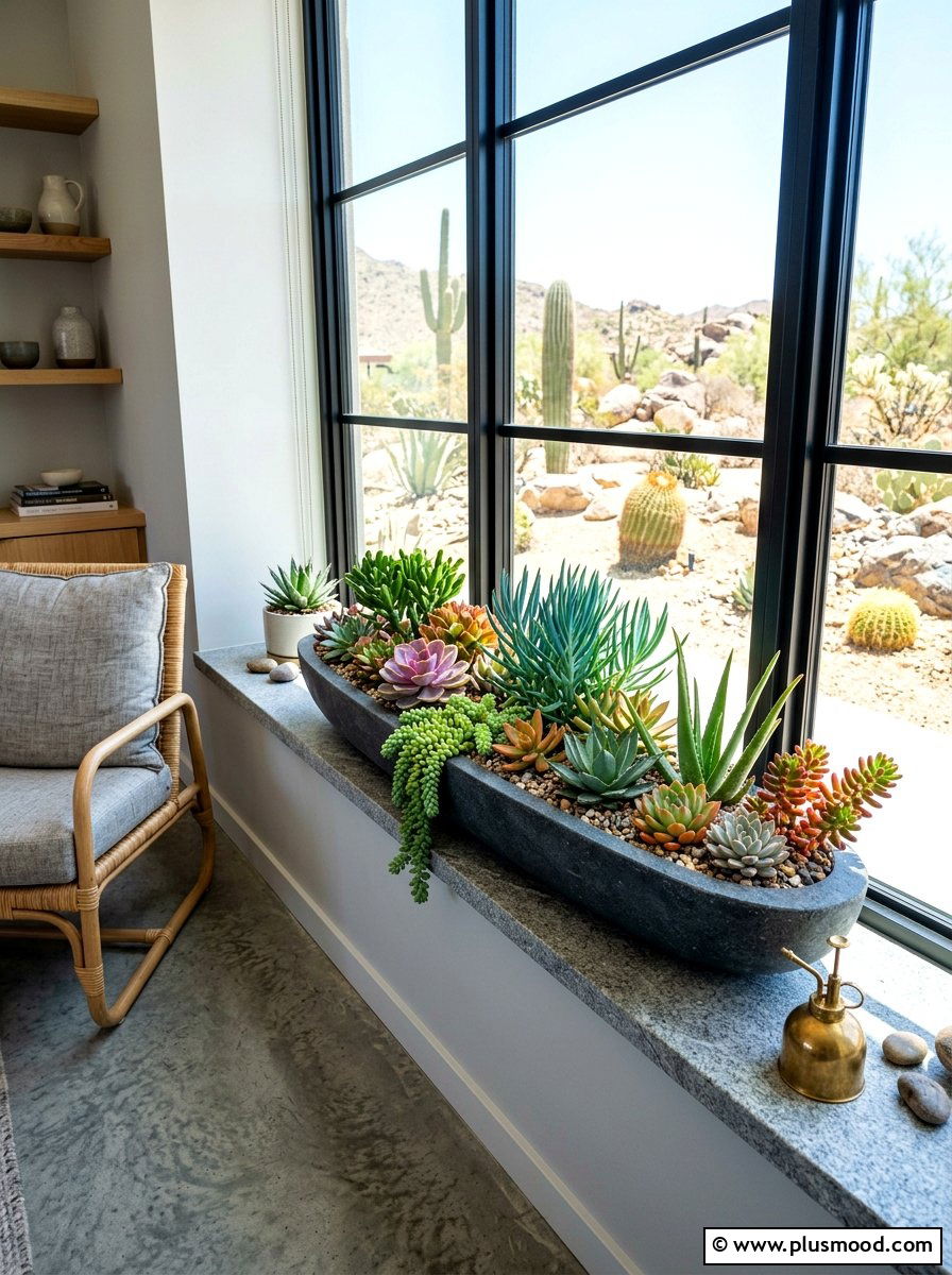 Window succulent ledge - 25 summer window decor ideas for living room