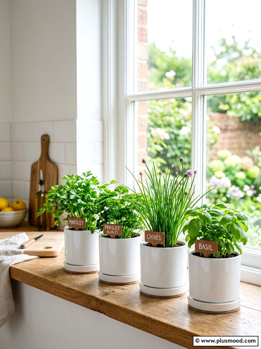 Windowsill Herb Garden Setup - 25 summer kitchen garden ideas