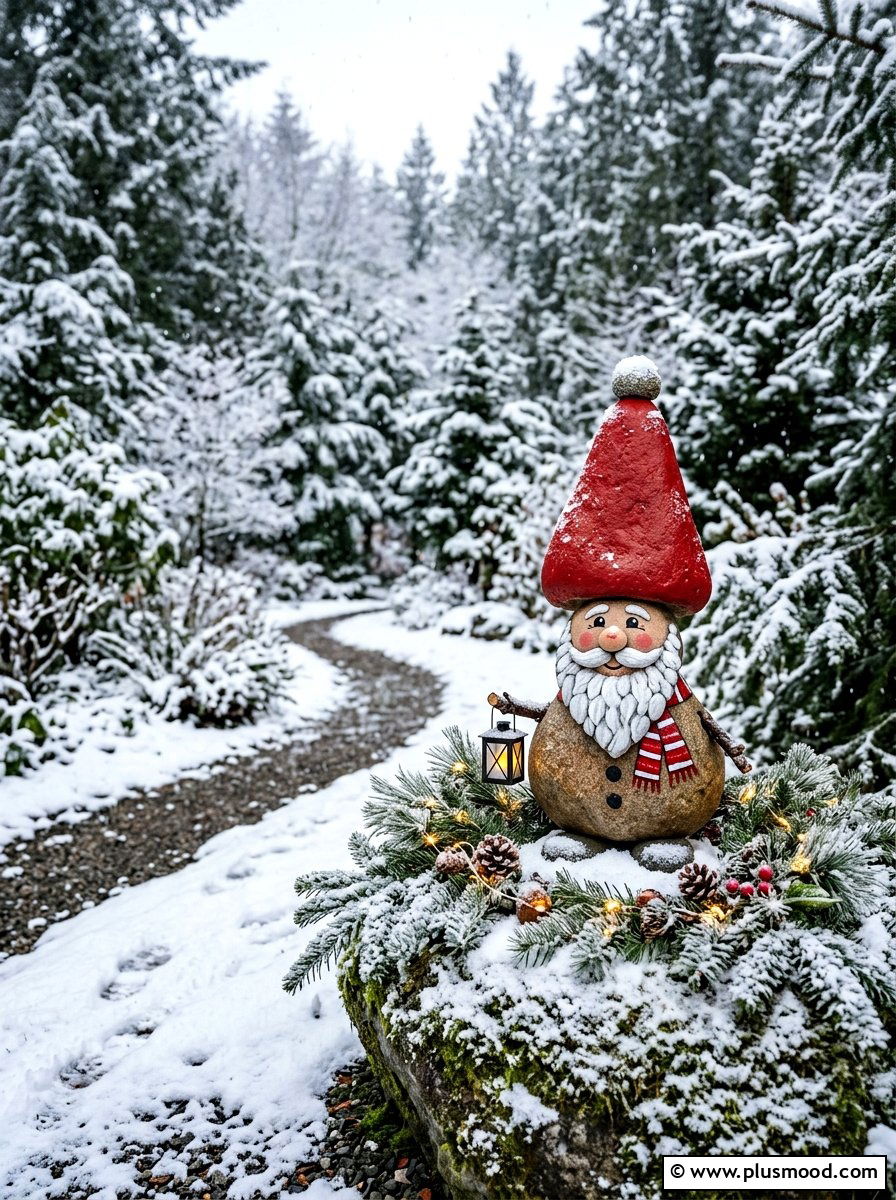 Winter Gnome Rock Art - 25 painted rock ideas for winter scene