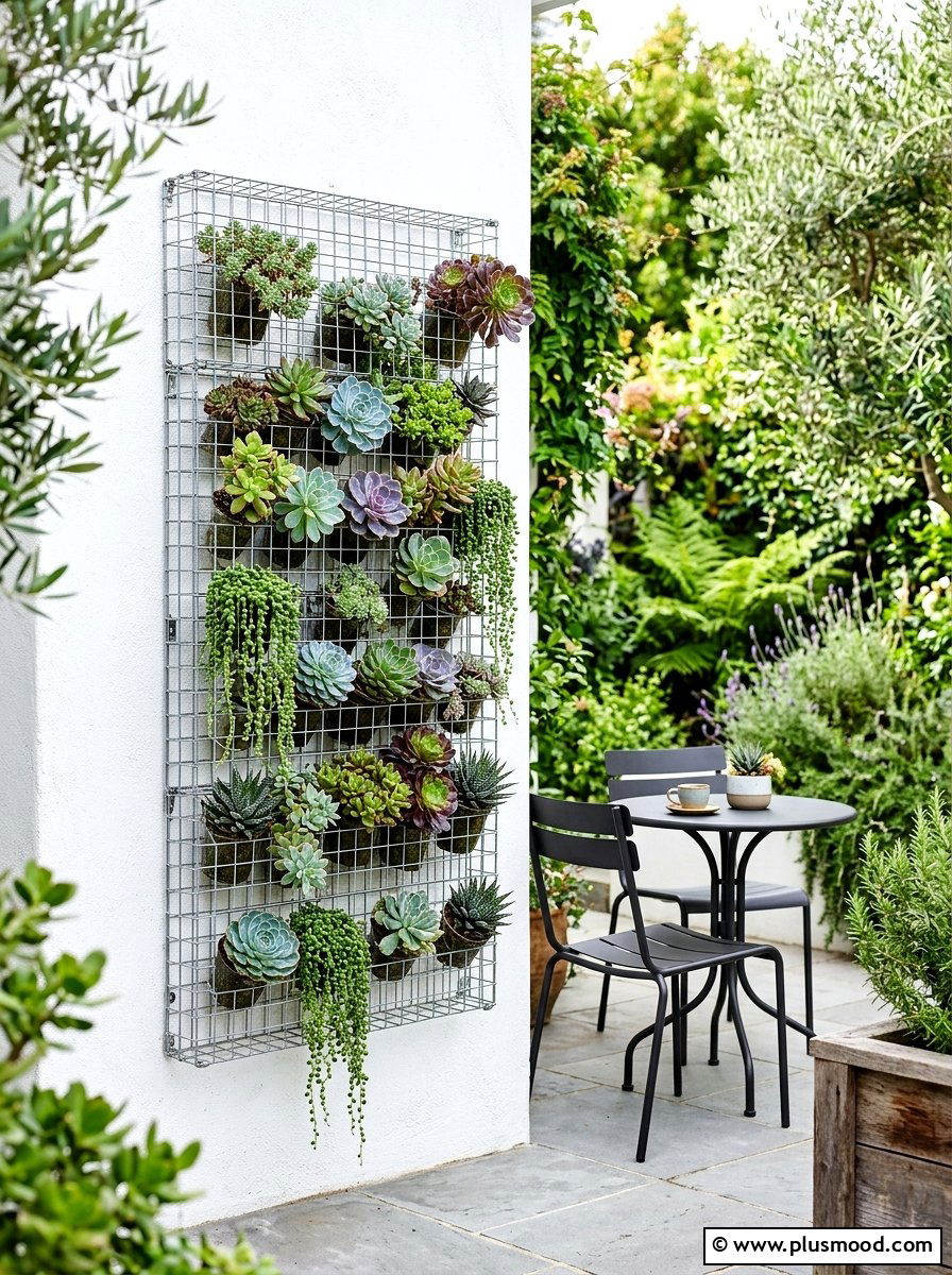 Wire Mesh Grid Garden - 25 outdoor garden decor ideas with vertical garden