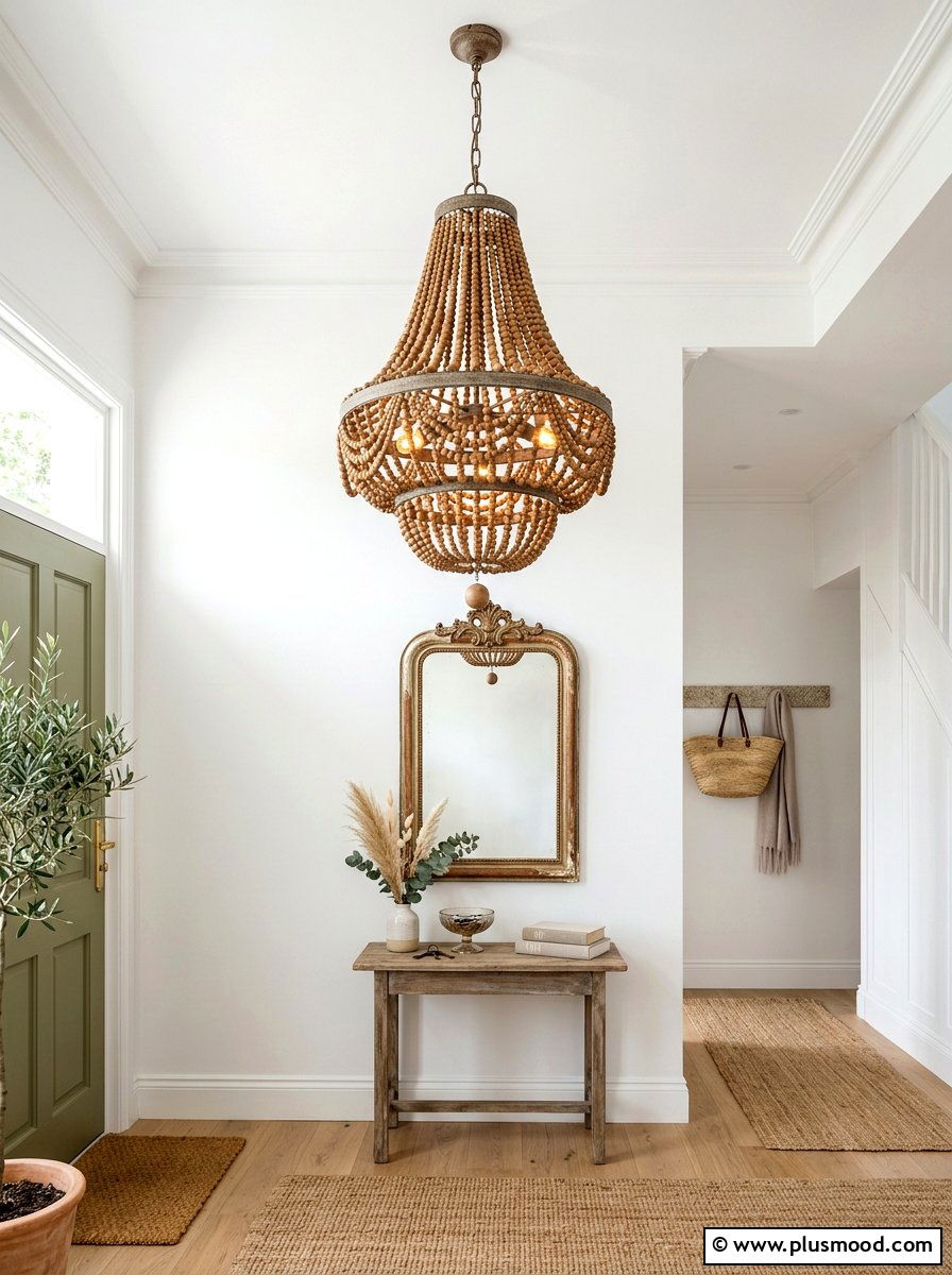 Wood Bead Chandelier - 25 late summer boho decor ideas