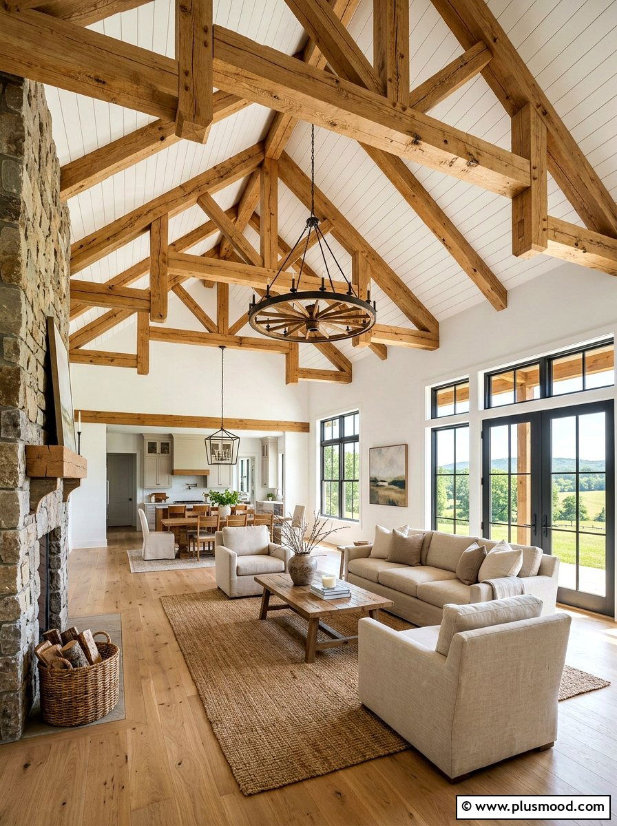 Wood Beam Ceilings - 25 summer farmhouse home decor ideas