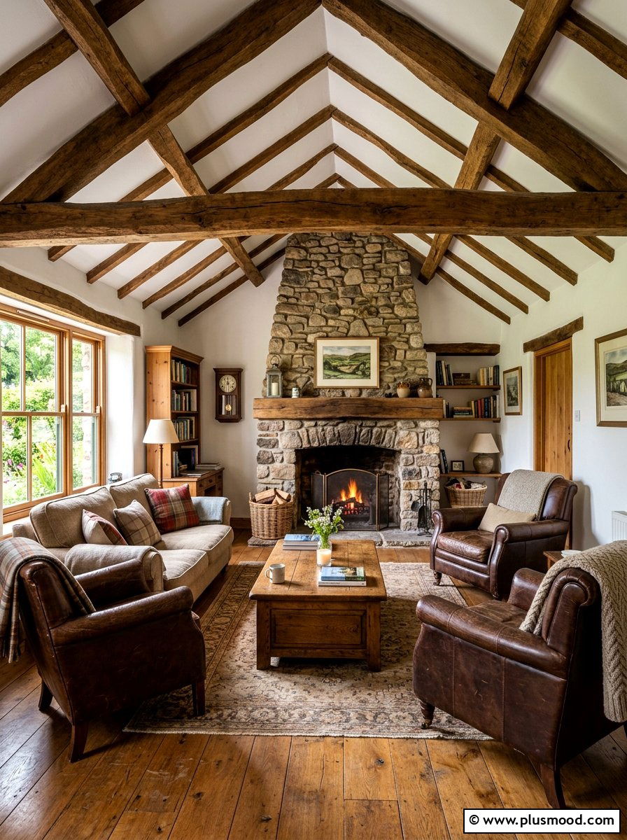 Wood Beam Living Room - 25 summer cottage living room ideas