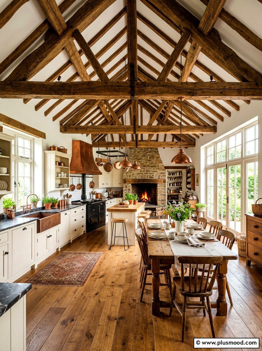Wood Ceiling Beams - 25 summer kitchen makeover ideas