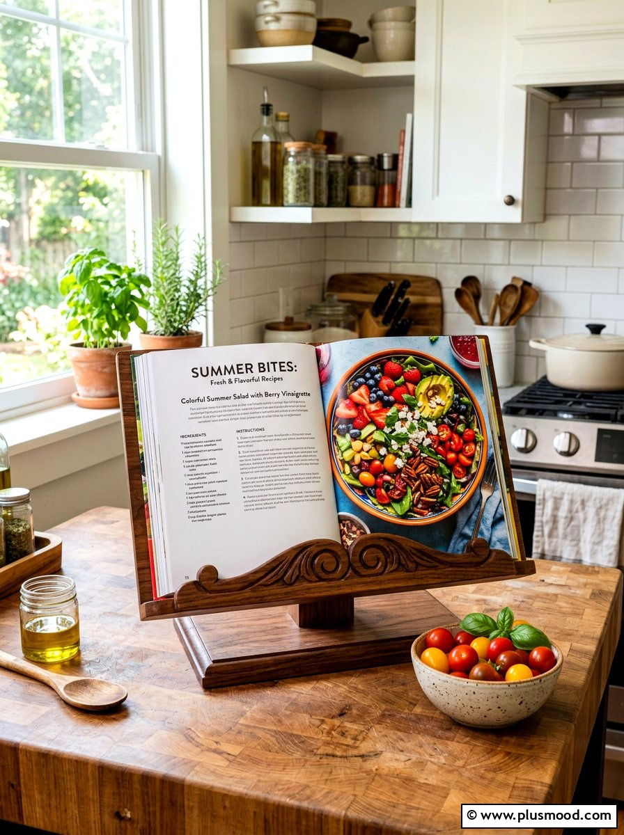 Wood Cookbook Stand Decor - 25 summer kitchen counter decor ideas