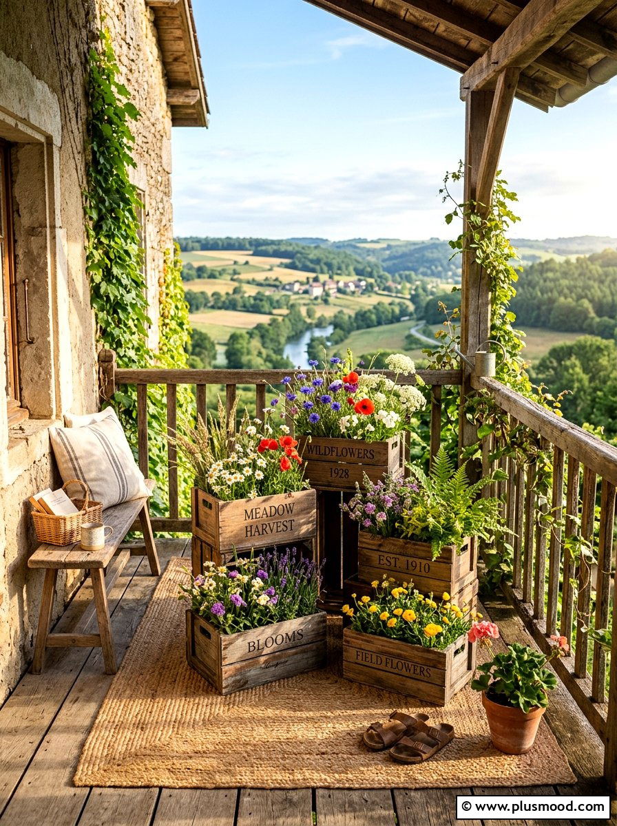 Wood Crate Garden - 25 summer balcony planter ideas