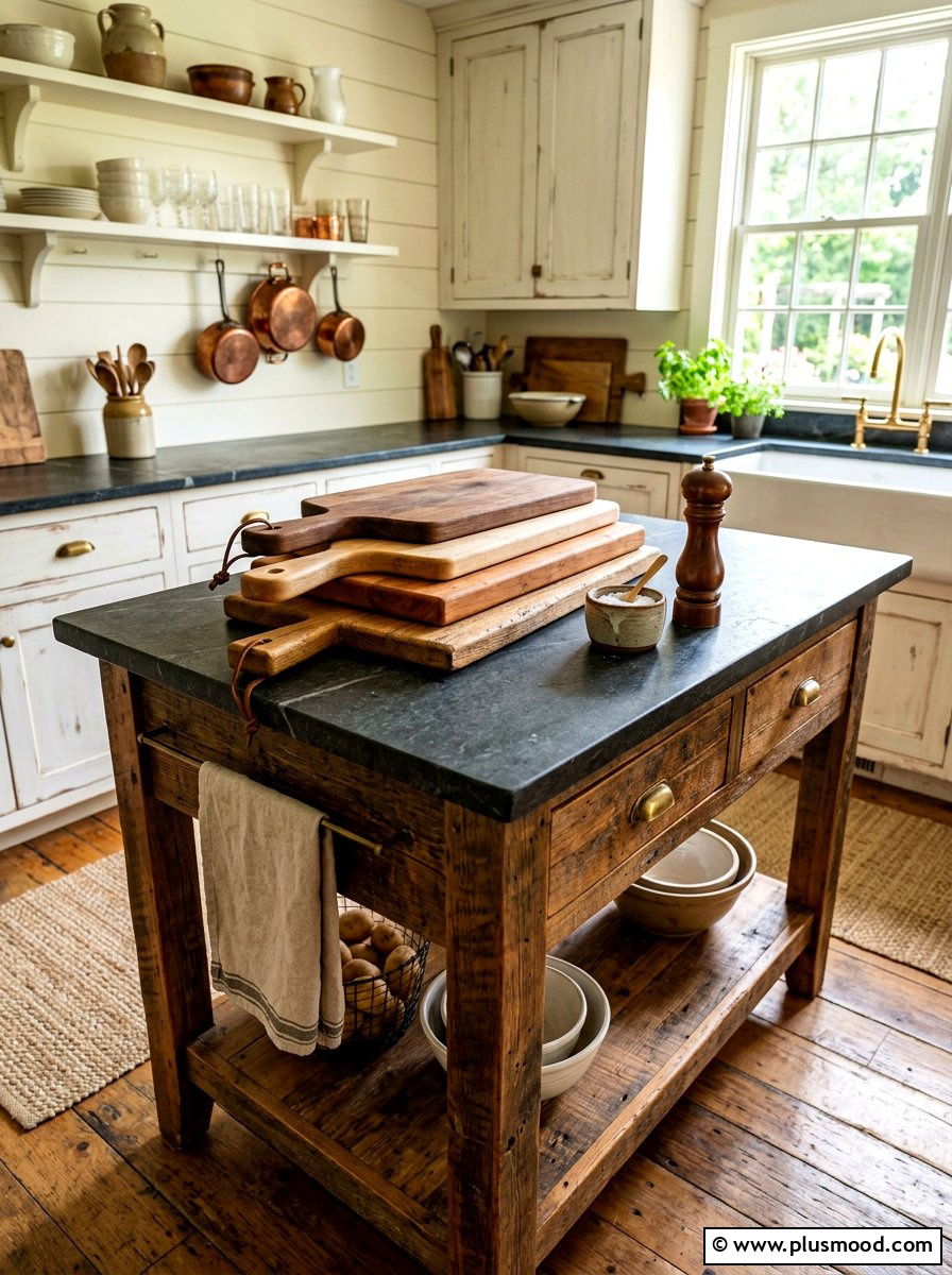 Wood Cutting Board Island Stack - 25 summer kitchen island decor ideas